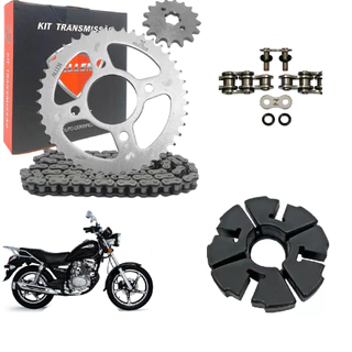 Kit Relação C/ Retentor + coxim coroa Alongada Haojue Chopper 150 Coroa 42 Pinhao 15