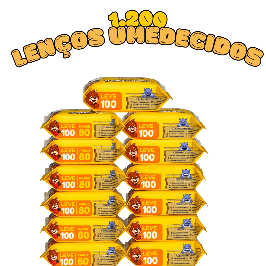1200 Toalhas Umedecidas 12 Pacotes - Chameguinho Baby Neném Menina Menino | Shopee Brasil