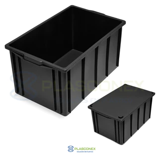 Caixa Organizadora 130 Litros com tampa Preto em Oferta na Shopee