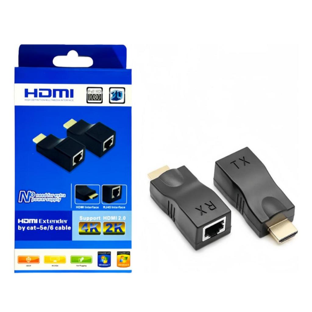 Extensor Hdmi 3d 30 Metros Via Cabo De Rede Rj45 Cat5e/6 | Shopee Brasil