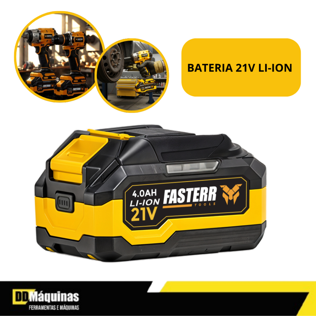 Bateria 21V 4.0Ah Lítio Recarregável - Fasterr