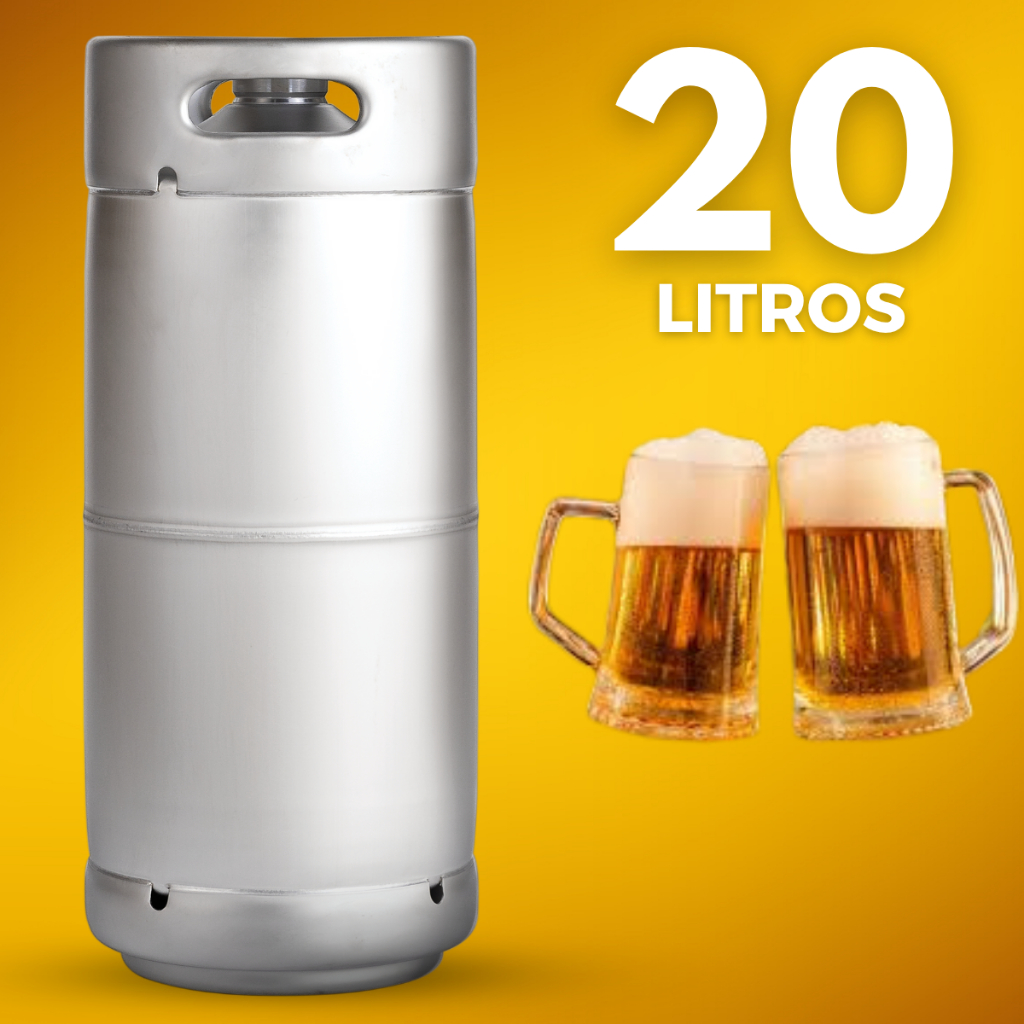 Barril de Chopp 20L Aço Inox 304 Slim + Válvula Tipo S e Sifão | Shopee ...