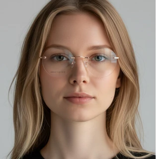 Armação de óculos GRAU SEM ARO REDONDO Feminino Balgriffi LENTE com parafuso Modelo novo Lançamento