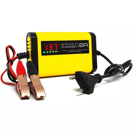 Carregador De Bateria P/ Carro Moto Com Indicador De Carga