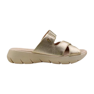 Tamanco Usaflex Slide Dourado Plataforma Couro Al 1401 em Oferta na Shopee