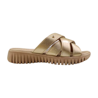 Tamanco Feminino Flat Usaflex Conforto Uc21002 Ouro Ligth em Oferta na Shopee