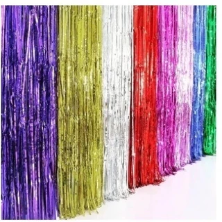 Kit Cortina Metalizado para Festa Painel Decoração 1mx2m Fita Metalizada Várias Cores