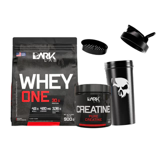 Whey Protein One Refil 900g + Creatina Monohidratada Pura 150g + Coqueteleira Fuse 700ml - Dark Lab