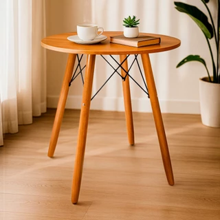Mesa Eames Eiffel Redonda 70cm Sala Jantar Pés Palito Wood