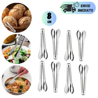 Kit 8 Pegador Inox 20cm Versátil Cozinha Alimentos Evita Desperdício Contaminação Higiene Prático