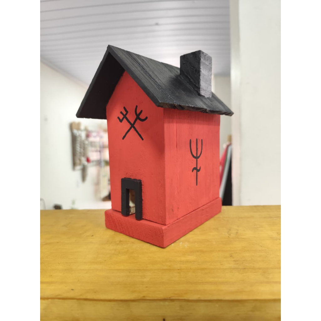 Defumador Casinha de Exu | Madeira Pintada à Mão | Shopee Brasil