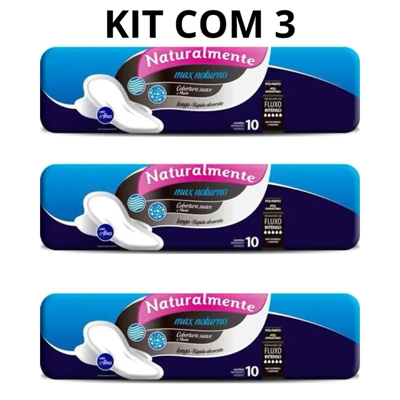 Kit Absorvente Naturalmente Max Noturno com Abas – Escolha 2 ou 3 ...