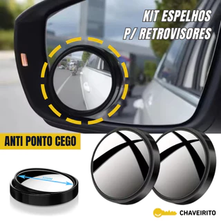 Kit 2 Espelhos Auxiliar para Retrovisor - Anti Pontos Cegos - Espelho Convexo Ajustável Olho de Boi