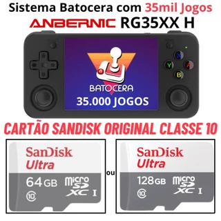 Cartão para Anbernic RG35xx H com Sistema Batocera + 35mil Jogos Cartão Sandisk Original Classe 10 em Oferta na Shopee