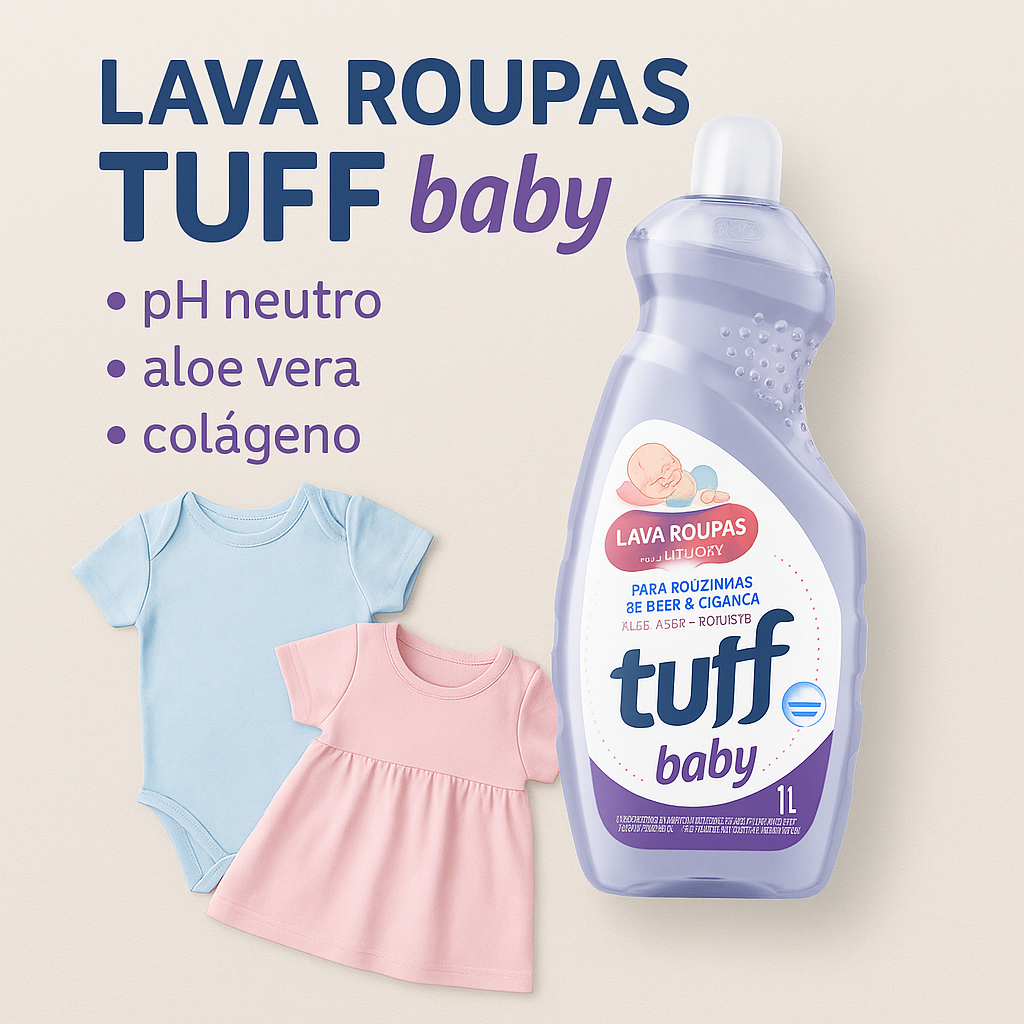Lava Roupas Tuff Baby 1L pH Neutro com Aloe Vera e Colágeno Para ...
