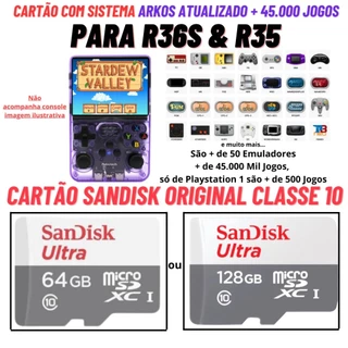 Cartão Original com Sistema e Jogos para R36s e R35 Cartão Sandisk Original Classe 10 em Oferta na Shopee