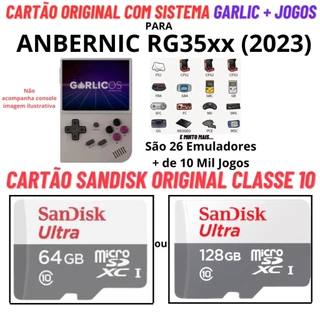 Cartão Original para Anbernic RG35xx 2023 Com GarlicOs + Roons Sandisk Original Classe 10 em Oferta na Shopee