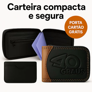 Carteira Masculina Slim Multifuncional com Zíper – Porta Cartão Grátis