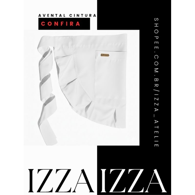 AVENTAL DE CINTURA COM BABADO COSPLAY GOURMET COZINHA PP P M G GG