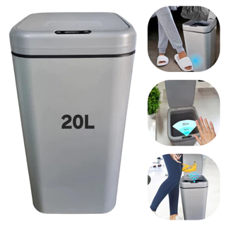 Lixeira Automática Inteligente 16L/20L com Sensor – Cinza, Antiodor e Design Moderno