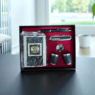 Kit Cantil Whisky Acessórios Porta Bebida 2 Copos Canivete Caneta Funil Caixa de Presente Luxo