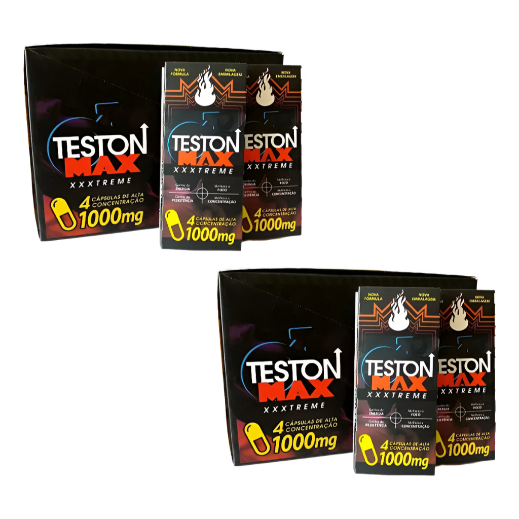 Kit Com 2 Teston Mx Original 1000mg 96 Capsulas Sem Sabor | Shopee Brasil