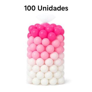 100 Unidades de Bolinha Plástica Colorida Rosa Pink e Branca Piscina Promoção 50 e 100 - Não Amassam