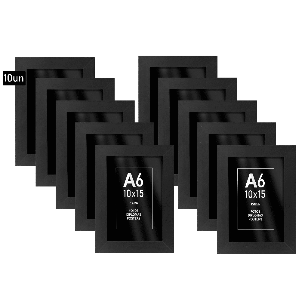 Kit 10 Porta Retratos 10x15 Quadros A6 Com Vidro Ou Acetato Decoração Sala Quarto Cozinha Parede