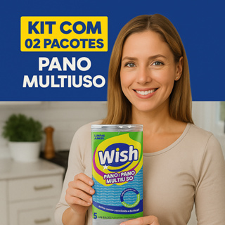 Kit 02 Pacotes Pano Multiuso Wish 5 Unidades Cada - Limpeza Prática e Eficiente - Casa - Cuidado