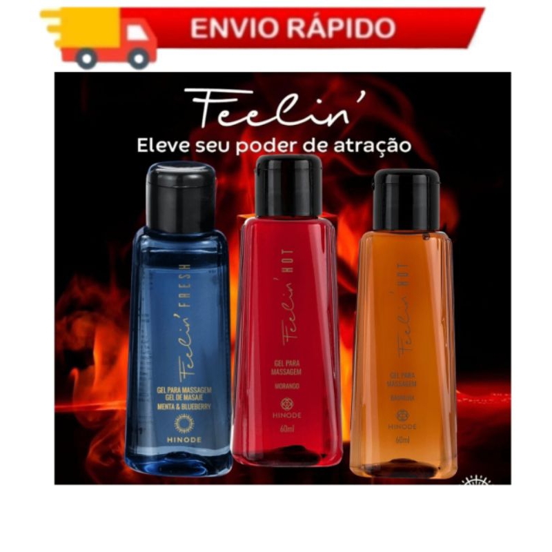 Gel Hot Para Massagem Feelin 60g Morango I Baunilha I Fresh Menta