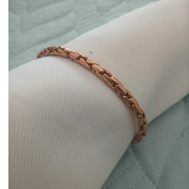 PULSEIRA BRACELETE EM 100% COBRE TRAMA REDONDA ANATÔMICO AJUSTÁVEL
