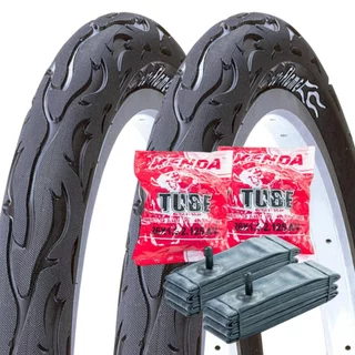 2 Pneus Flame Kenda Aro 26 + 2 Câmaras de Ar – Kit Completo