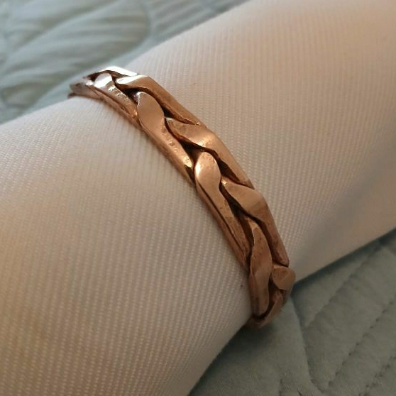 BRACELETE PULSEIRA TRAMA 3X3 100% COBRE ANATÔMICO E AJUSTÁVEL
