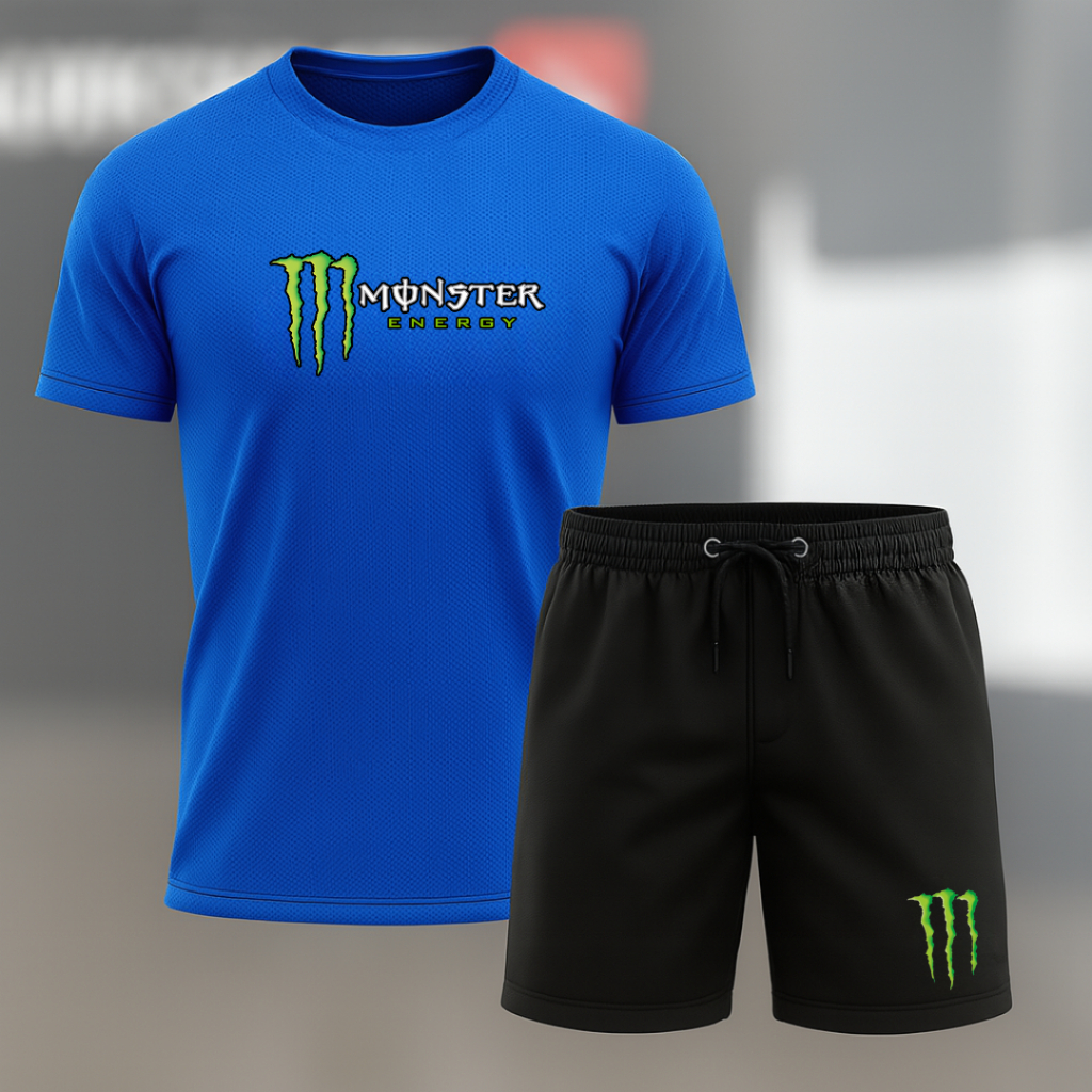 Conjunto Camiseta Bermuda MNST - Kit 2 Peças - 1 Camisa Dry fit
