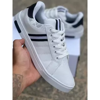 Sapatênis Casual Branco Preto SM14
