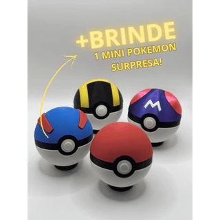 Pokébola Funcional + Mini Pokémon Surpresa | Colecionável com Abertura Realista | Brinquedo e Decoração Geek Gamer