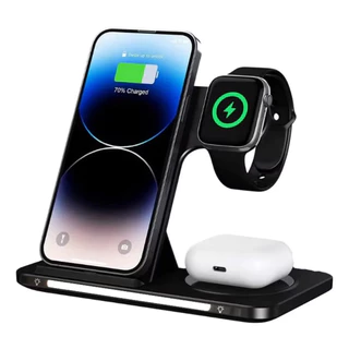 Carregador Indução Dock 15W 4 Em1 Compatível iPhone AirPods e Appel Watch seire 1 Ate seire 7