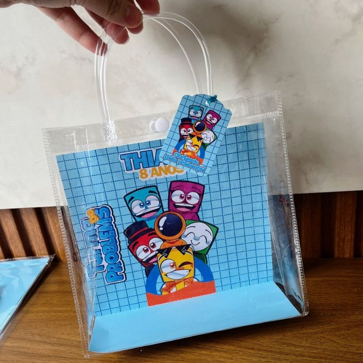 Decoração interna para sacolinha transparente PVC | Tag de brinde ...