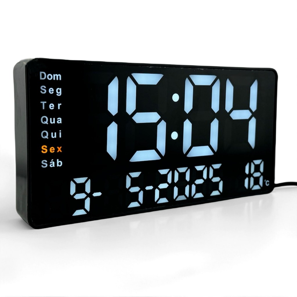 Relógio Digital LED De Parede E Mesa Calendário Alarme Data Temperatura LE-2167