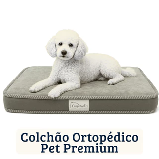 Comfortwell Colchão Pet Ortopético Caminha Cama P, M e G Premium Para Cães Gatos Cor Cinza