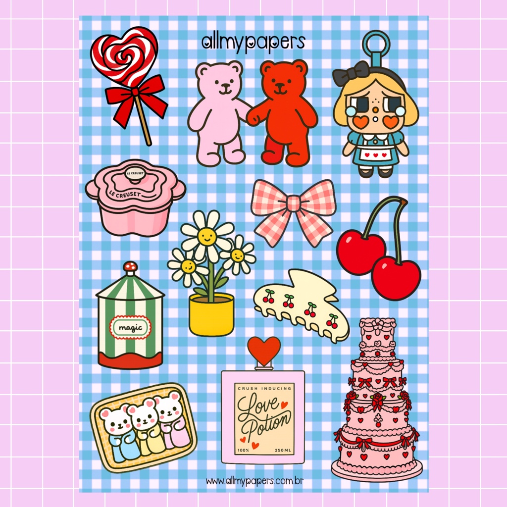 Cartela de Adesivos para Planner Bujo Journal Scrapbook Kindle - All My Papers Coleção Coisinhas #7