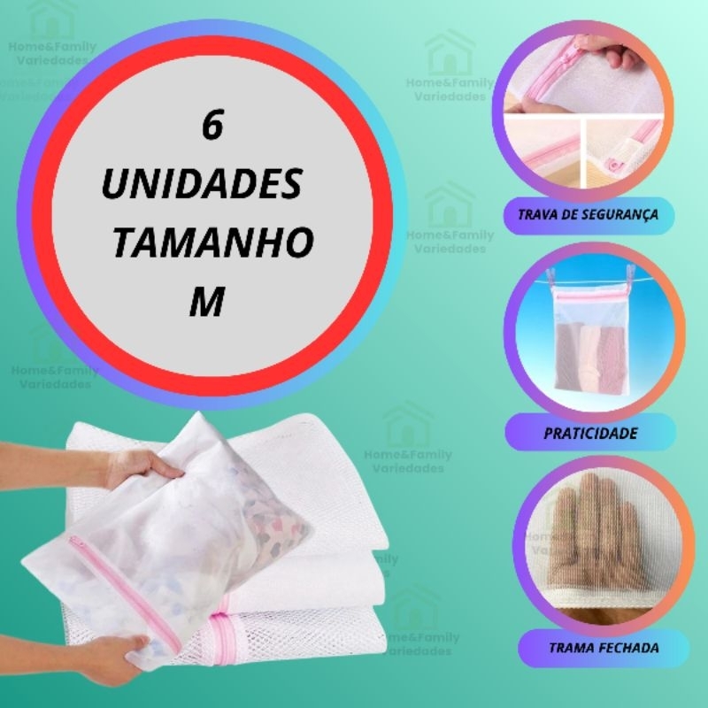 Saco Protetor para Roupas Delicadas Kit com 6 Unidades | Shopee Brasil