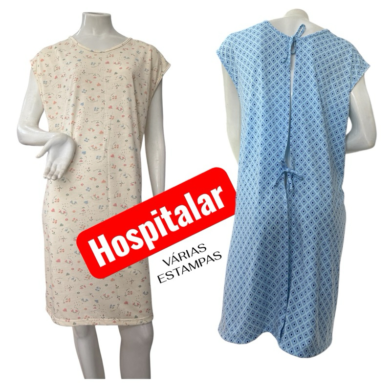 Camisola hospitalar própria para acamado, paciente e doente malha e amarração atrás. Usada em clínicas e aberta atrás.