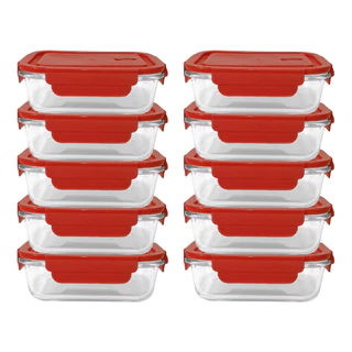 Kit 10 Pote Armazenagem Hermético de Vidro Recipiente 1.000ml com 4 Travas