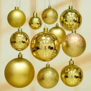 Kit 15 Bolas Dourada Para Arvore de Natal Enfeites Natalinos Decoração Com Bolinhas 4cm