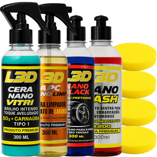 Cera Automotiva L3D / Pneu Pretinho / Shampoo Automotivo / Limpador e Higienizador APC em Oferta na Shopee