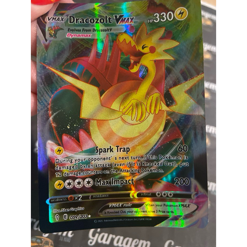 Carta Pokemon Dracozolt VMAX INGLS importada 059/203 Card | Shopee Brasil