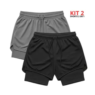 Kit 2 Shorts Masculino de Treino 2 em 1