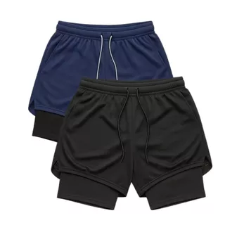 Kit 2 Bermuda de Treino Masculina 2 em 1 Shorts masculino