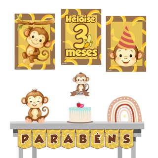 🎉 Kit Festa Macaco– Mesversário ou Aniversário Infantil 🎉